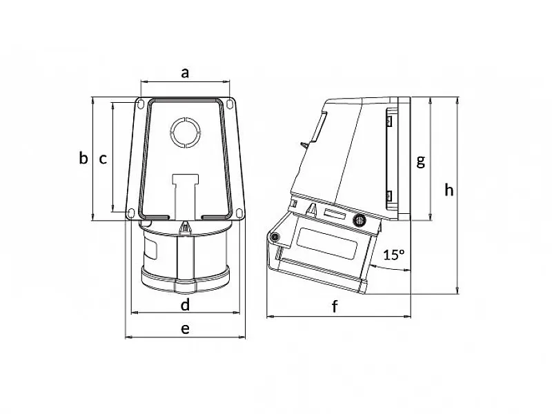 UTIČNICA ZIDNA UKO-UTO BEMIS IP44 16A 3P+E+N 380V BC1-1505-2535 - Image 2