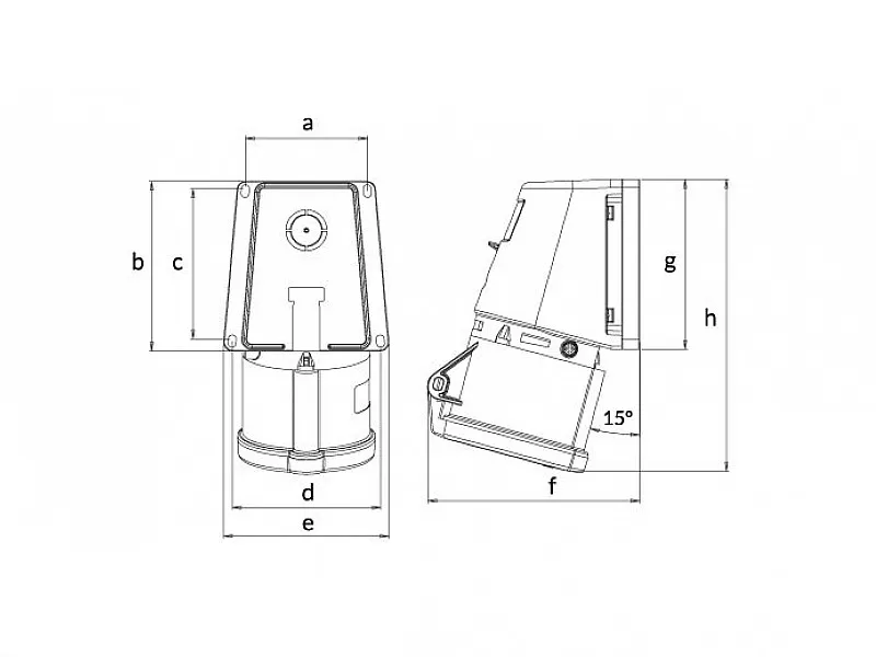 UTIČNICA ZIDNA UKO-UTO BEMIS IP44 32A 3P+E+N 380V BC1-3505-2535 - Image 2