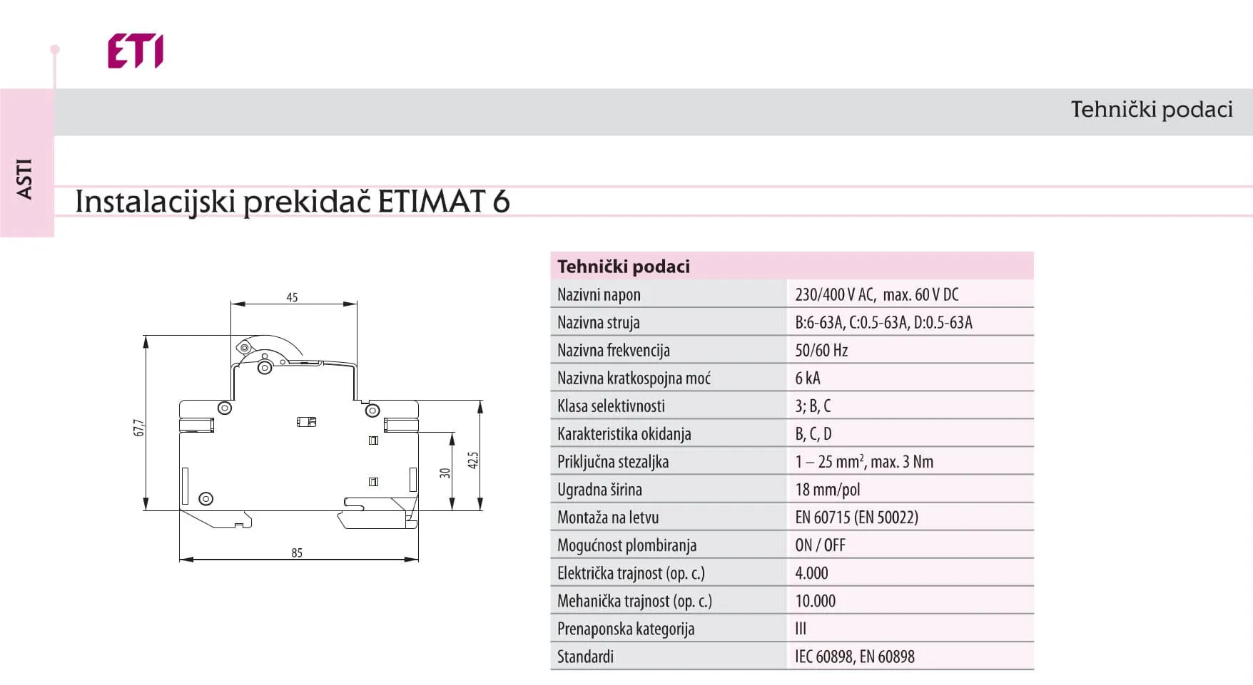 AUTOMATSKI OSIGURAČ ETI 3P C 6kA C 20A - Image 3