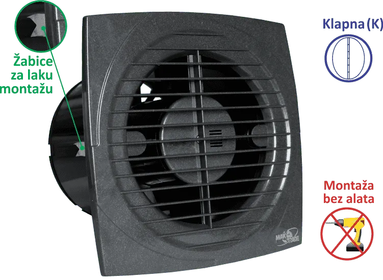 VENTILATOR KUPATILSKI MTG A100-K ANTRACIT