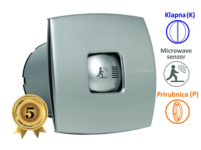 VENTILATOR KUPATILSKI SA MICROWAVE SENZOROM MTG A100SXS-S-K SILVER