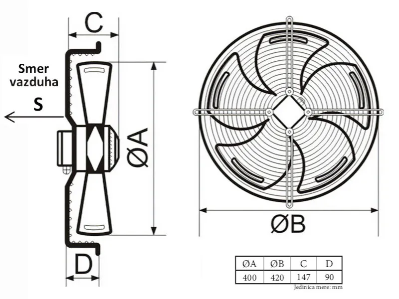 VENTILATOR AKSIJALNI fi 400 380V C YWF4D-400 - Image 3