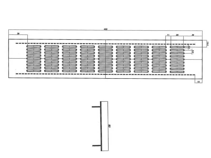 VENTILACIONA REŠETKA PRESTRUJNA AL 80X400 MTG SREBRNA - Image 2