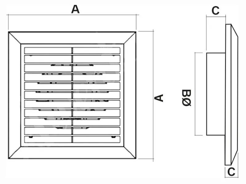 VENTILACIONA REŠETKA PROTIVKIŠNA ČETVRTASTA fi100 BELA MTG - Image 3